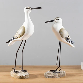 1 Комплект дървени фигурки чайки, селски реколта скулптура морски птици, средиземноморски крайбрежни плажни украса, морски декор