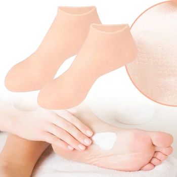 1 чифт чорапи за грижа за краката, спа, домашно ползване, Нови силиконови овлажняващи гел чорапи за пети, защита от пукнатини по кожата на краката