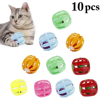 10 бр. Забавни играчки с топки за котки от ярки цветове, Интерактивна играчка във формата на тиква, играчка-камбанка за котки, играчка за куче-коте, стоки за домашни любимци