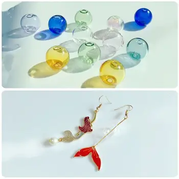 1бр 8 mm цвят с двоен отвор, през цялата стъклена топка, мъниста-глобуси, куха стъклена бутилка, бутилка, производство на бижута, аксесоари, изводи