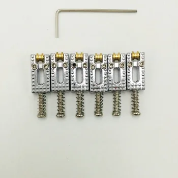 6 бр./компл. сачмен мост тремоло Седла с 1 гаечен ключ за електрически китари сребро