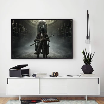 Bloodborne The Old Хънтър видео игра Плакат Художествена печат на Платно картина Стенни пана Хол начало декор (без рамка)