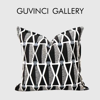 GUVINCI Модерен минималистичен жаккардовый калъф за възглавници, черен, Бял, сив, Геометрия на турското племе, декоративна калъфка за дивана
