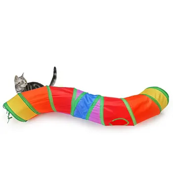 Rainbow Cats Runway Channel Лека сгъваема тунел за игри с кученце и коте, тръба с извънбордов топката, подаръци за домашни любимци, слот продукт