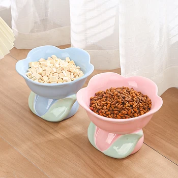 YOKEE Cat Flower Bowl, керамични хранилки за пиене на домашни любимци, малки кучета, нескользящие аксесоари за хранене, магазини за кученца