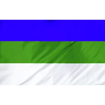 Знаме на Република Коми Кодекса за Банер Русия 150X90CM 100D Полиестер Ярък Цветен Дигитален Печат с Двойна Линия На Открито На Закрито