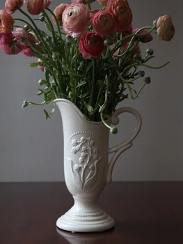 Керамични перлено бял кана за крем с камбана, Ваза