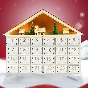 Коледен дървен календар Нежна Здрав Коледен Адвент-календар Коледен Орнамент във формата на Къща Адвент-календар За Парти