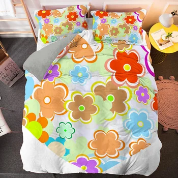 комплекти спално бельо с 3D цветя, калъф и калъфка за възглавница, детски домашен текстил с дигитален печат цветове