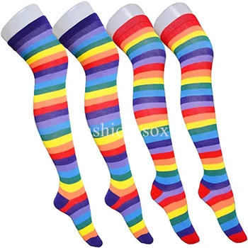 Компресия чорапи в розово ивица, дамски дълги чорапи до бедрото, Кавайные сладки компресия чорапи, памучни възли топли чорапи