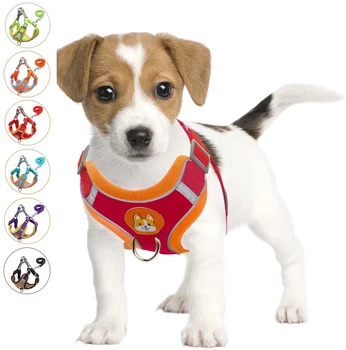 Мека жилетка за кучета, сигурна светоотражающая регулируема шлейка за кученца и каишка, комплект за малки до средни кучета, аксесоари за домашни любимци Corgi