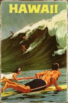 Метална табела в ретро ретро стил за сърф в Хавай, плаж, почивка