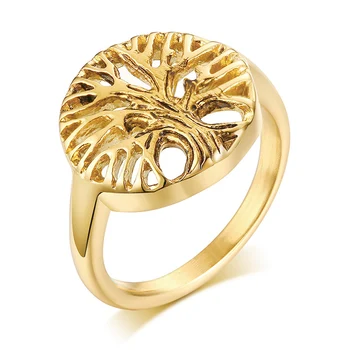 Модерен пръстен за жени златист цвят, сладък пръстени с древом Живот, Подаръци за приятелство, дамски накити от неръждаема стомана