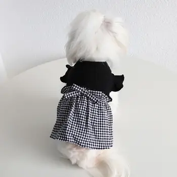 Модерна пола за кучета, устойчива на счупвания, ярък цветен костюм, клетчатая удобно облекло за кутрета, рокля с папийонка