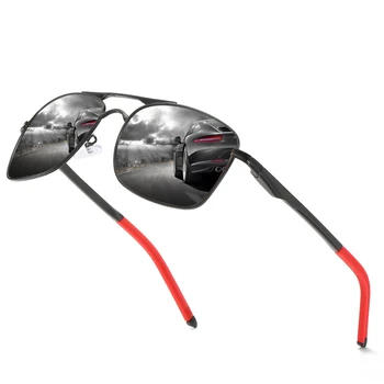 Мъжки поляризирани слънчеви очила от магнезиева алуминий с огледално струпясване, Риболовни лещи, Ослепляющая цветен филм, Очила за шофиране на мотоциклет