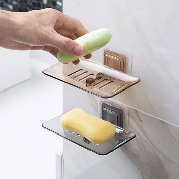 Самоклеящийся стенен държач за сапун Поставка за Сапун двуслойни сапун ястия за баня без пробиване Аксесоари за гъби