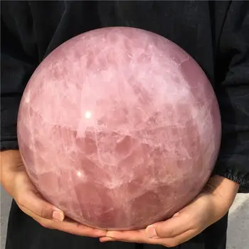Топка от естествен розов кварц, голям Размер на Топка за магическа терапия, украса за дома и офиса