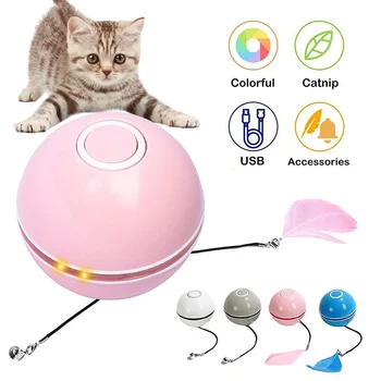 Умна електрическа играчка за котки magic roller топка, цветни led играчка с подвижни топка, USB Интерактивна самодвижущаяся акумулаторна играчка за котки, топката