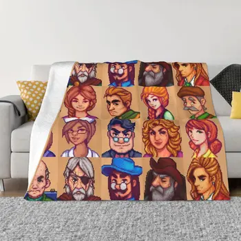 Флисовое одеяло с героите на Долината Звездна Роса, колаж от картун аниме, Забавно покривка за домашно подложка