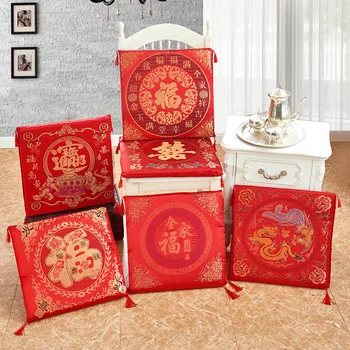 Чаена възглавници за пода в китайски стил, удебелена сватбена възглавници, Възглавници за столове, облицовки за седалки в домашния офис, възглавници за столове със шнурком за определяне на